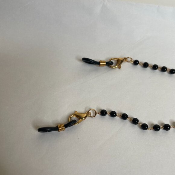 Eyeglass Holder Chain Black Beaded & Gold - Picture 12 of 12